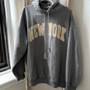 Brandy Melville oversized NEW YORK hooded sweatshirt, grey